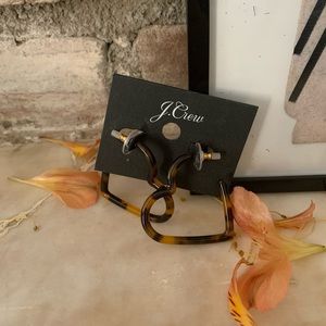 NWT J Crew tortoise heart hoop earrings